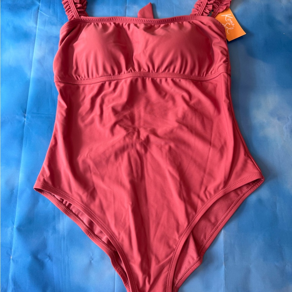 Kona Sol Pink One Piece Swimsuit with Adjustable Straps